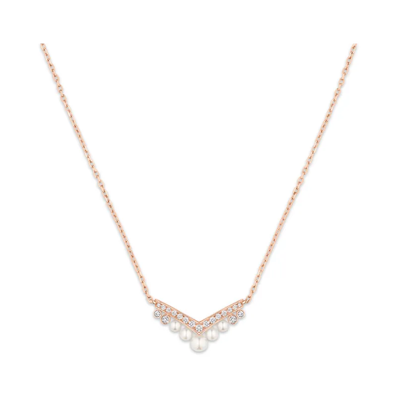 Joséphine Aigrette pendant, rose gold, pearls and diamonds