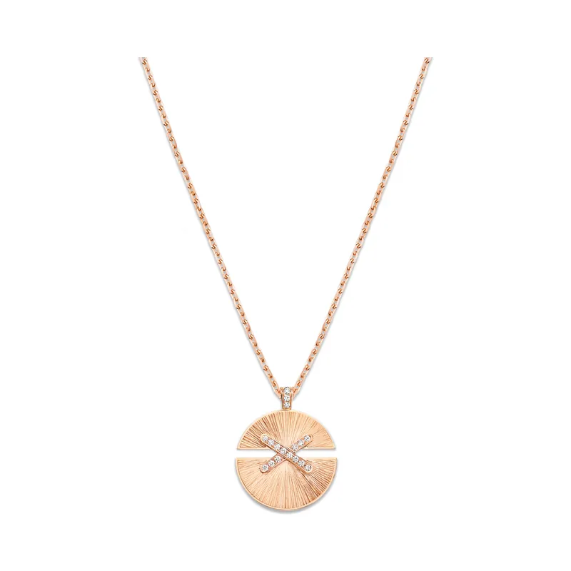 Jeux de Liens pendant, medium model, rose gold and diamonds